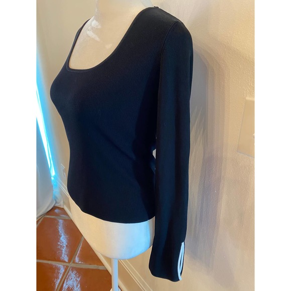 Venini Black long bell sleeve ribbed top XS - Picture 3 of 4